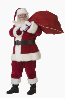 Santa Claus holding bag of toys.