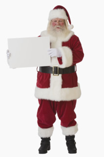 Santa Claus holding blank sign.