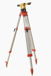 Surveying equipment on tripod.