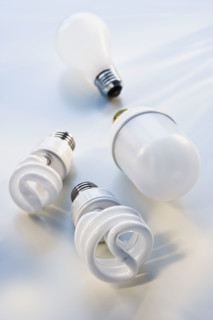 Close up of assorted light bulbs.
