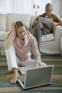 Couple relaxing in livingroom.
