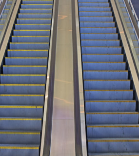 Empty escalators, New York City, New York, United States. Date : 2008