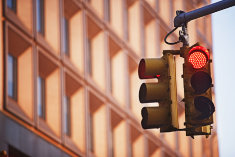 Close up of traffic light, New York City, New York, United States. Date : 2008