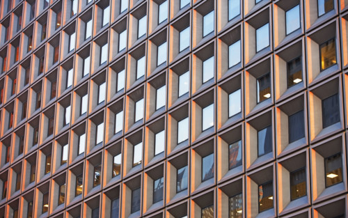 Low angle view of high rise, New York City, New York, United States. Date : 2008