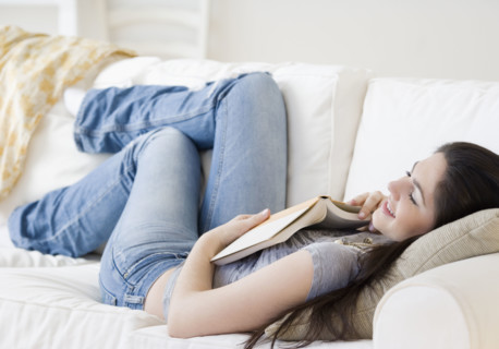 Woman sleeping on sofa. Date : 2008