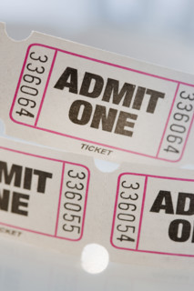 Close up of tickets.