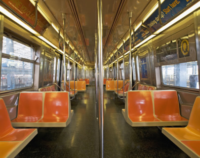 Interior of subway train, New York City, New York, United States. Date : 2008
