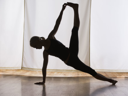 Woman practicing yoga. Date : 2008
