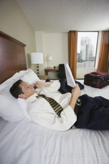 Businessman talking on cell phone. Date : 2008