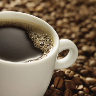 Close up of coffee and coffee beans. Date : 2008