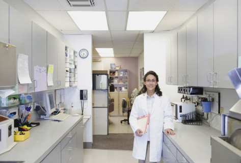Female doctor standing in office. Date : 2008