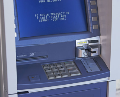 Close up of automatic teller machine. Date : 2008