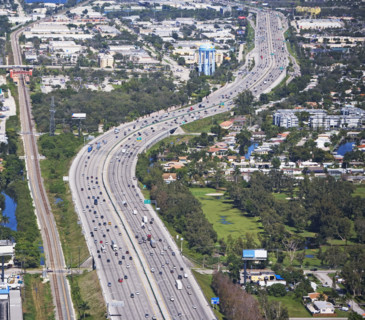Aerial view of highway, Florida, United States. Date : 2008