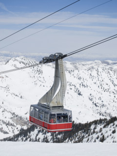 Tram on mountain, Snowbird Ski Resort, Wasatch Mountains, Utah, United States. Date : 2008