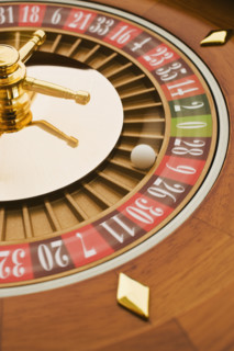 Close up of spinning roulette wheel.