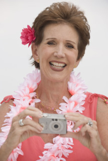 Senior woman on tropical vacation.