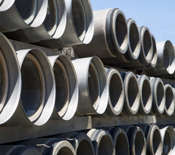 Rows of industrial sewer pipes. Date : 2008