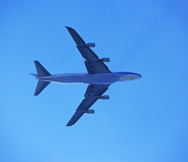 Low angle view of airplane in sky. Date : 2008