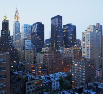 Urban buildings at night. Date : 2008