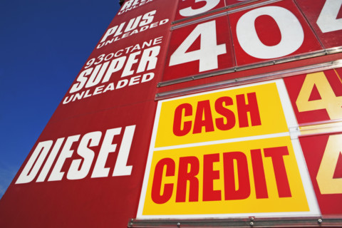 Close up of gas station sign. Date : 2008