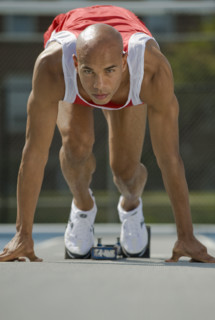 Runner on starter block.