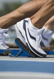 Runners on starter block.