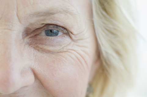Close up of senior woman’s eye.