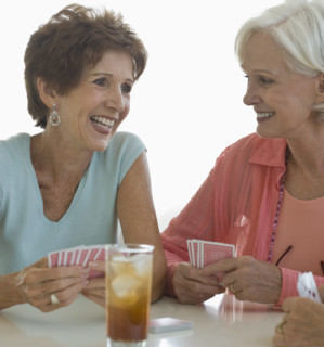 Senior women socializing.