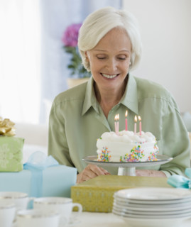 Senior women celebrating birthday .