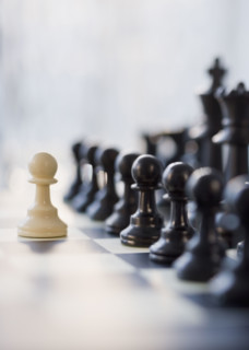 Close up of chess pieces.