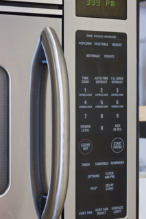 Close up of microwave oven.