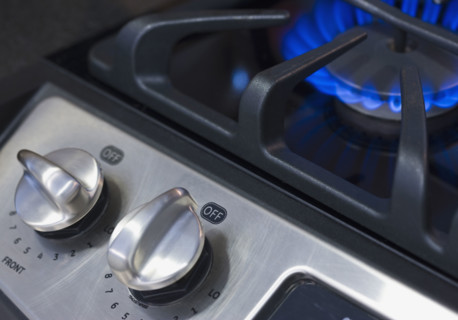 Close up of gas stove.