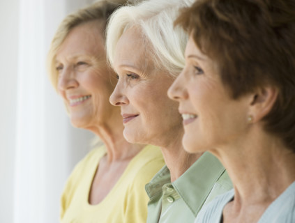 Senior women in a row.