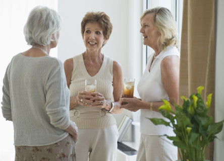Senior women socializing.