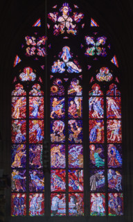 Interior view of cathedral window.