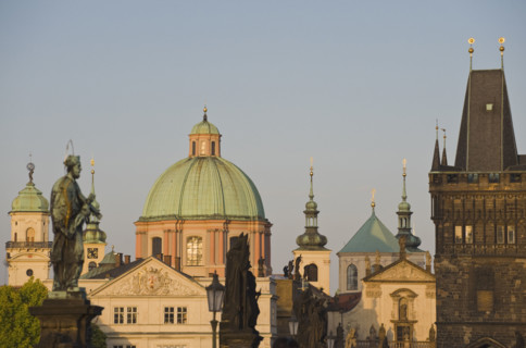 Statues and architectural buildings.