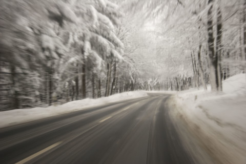Icy road in winter. Date : 2008