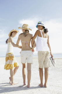 Friends walking in beach. Date : 2008