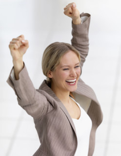 Happy businesswoman celebrating. Date : 2008