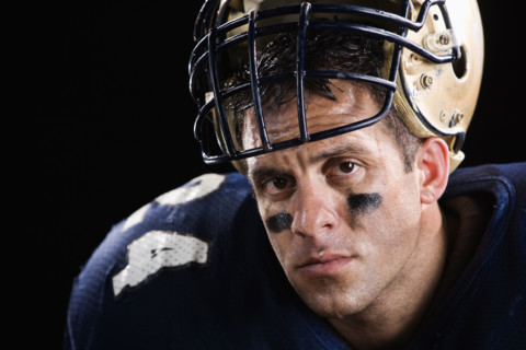 Football player looking serious. Date : 2008
