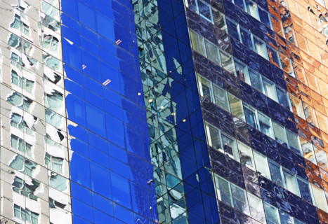 Colorful highrise building, New York City. Date : 2008