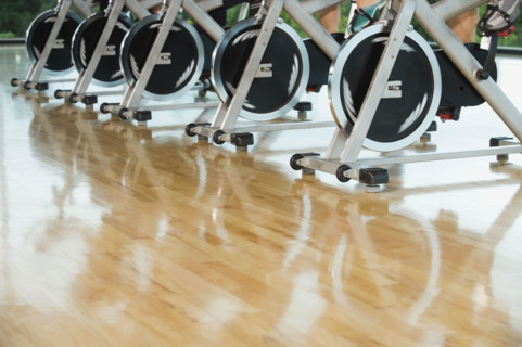 Exercise bikes in a row. Date : 2008