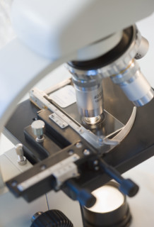 Close up of microscope.