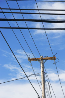 Power lines and telephone pole. Date: 2008