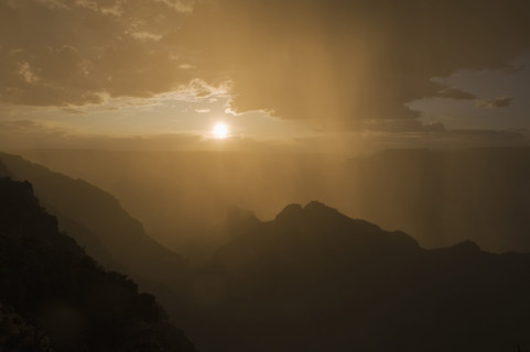 Sun setting over Grand Canyon National Park.