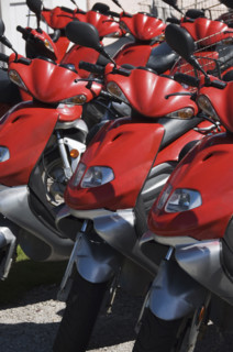 Parked scooters.