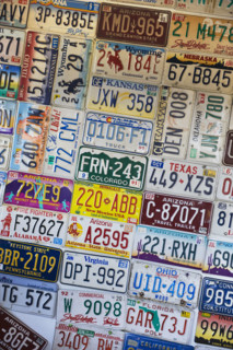Collection of license plates.