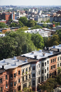 View of rowhouses in Brooklyn, New York. Date: 2008