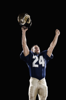 Football player celebrating. Date: 2008
