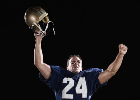 Football player celebrating. Date: 2008